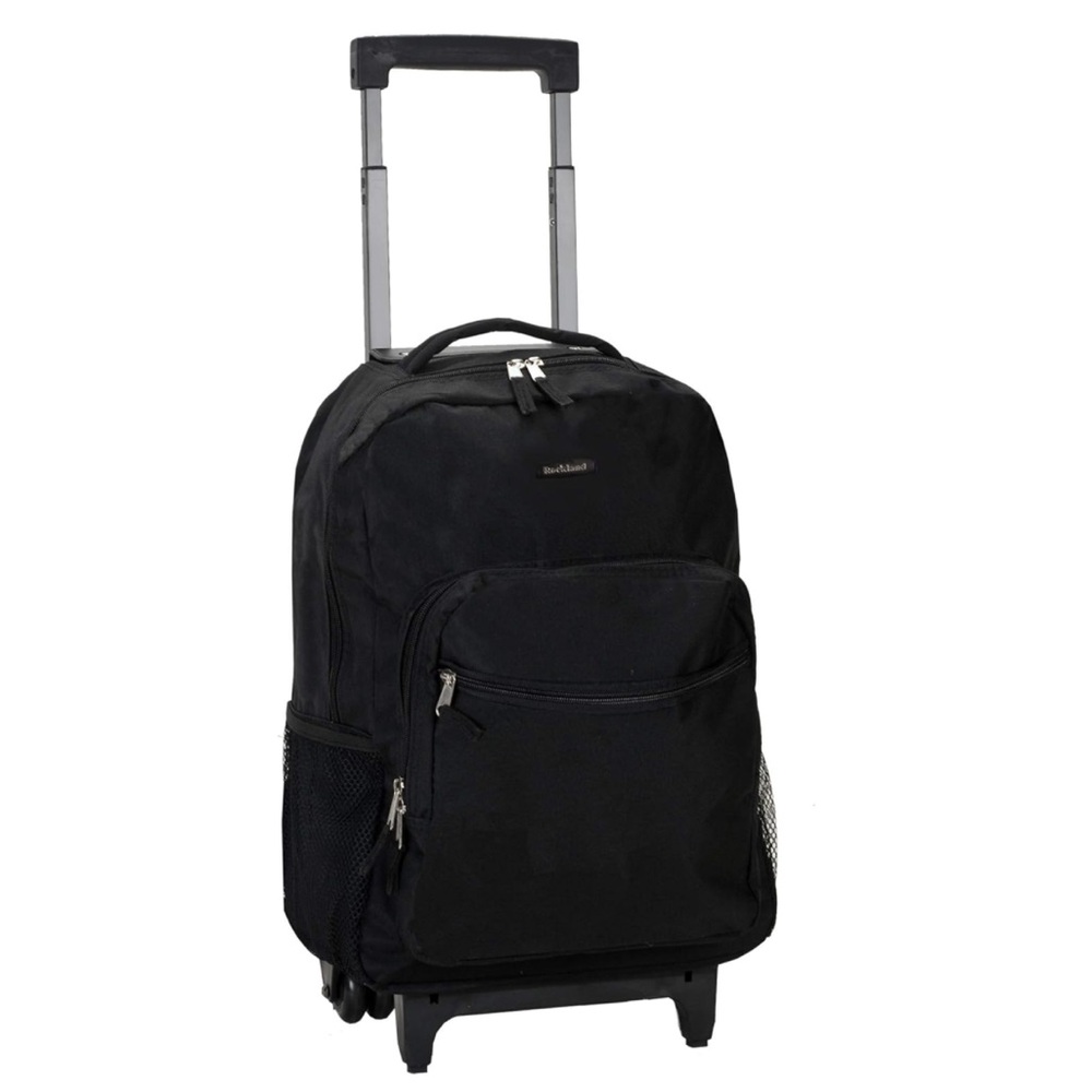 Rockland Double Handle Rolling Backpack, Black, 17-Inch